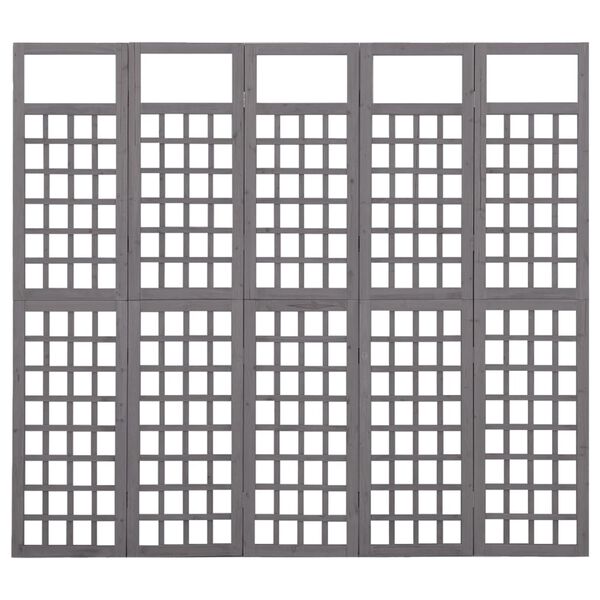 vidaXL Cloison de s&eacute;paration &agrave; 5 panneaux Bois de pin Gris 201,5x180cm