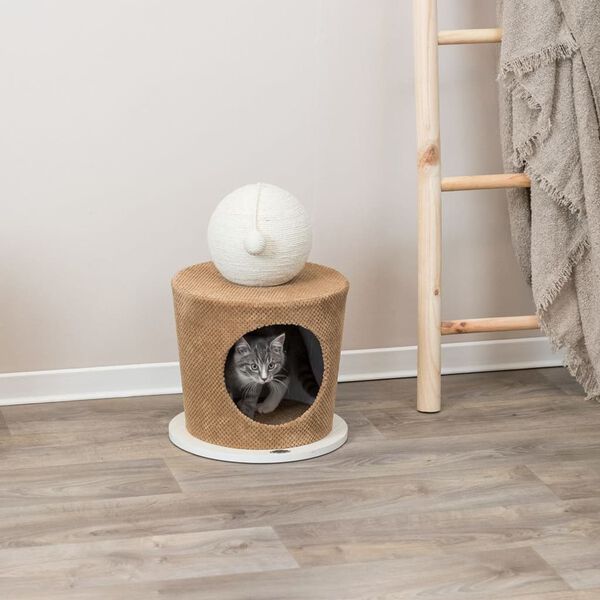 TRIXIE Grotte pour chat avec balle &agrave; gratter 36x50 cm Taupe