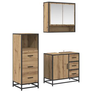 vidaXL Ensemble de mobilier de salle de bain 3 pcs Ch&ecirc;ne artisanal