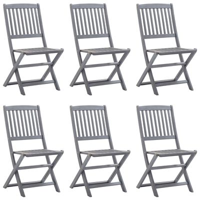 vidaXL Chaises pliables d'extérieur lot de 6 et coussins Bois d'acacia