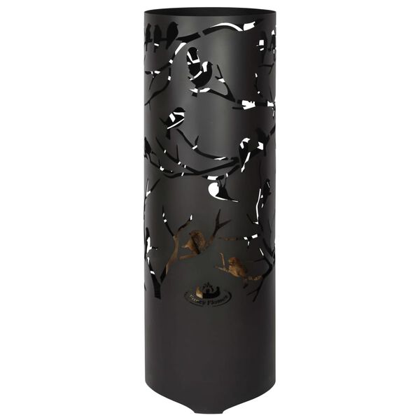 Esschert Design Baril &agrave; feu Birds on Twig Acier au carbone Noir FF409