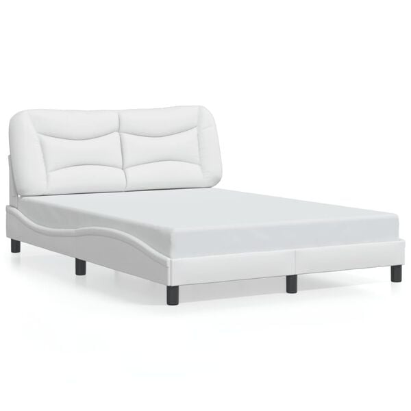 vidaXL Cadre de lit sans matelas Hvar blanc 140x190 cm similicuir