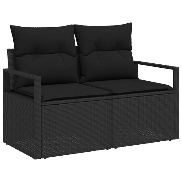 vidaXL Ensemble de canap&eacute; de jardin 7 pcs Noir Poly rotin