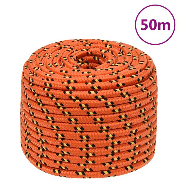 vidaXL Corde de bateau Orange 12 mm 50 m Polypropyl&egrave;ne