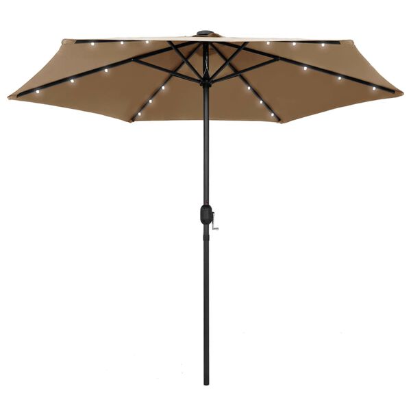 vidaXL Parasol de jardin avec lumi&egrave;res LED et m&acirc;t en aluminium taupe