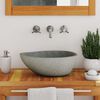vidaXL Lavabo en pierre de rivi&egrave;re Ovale (37-46)x(29-36) cm