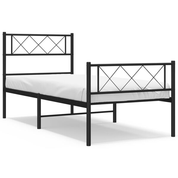 vidaXL Cadre de lit métal sans matelas avec pied de lit noir 90x190 cm