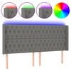 vidaXL T&ecirc;te de lit &agrave; LED Gris fonc&eacute; 203x16x118/128 cm Tissu