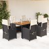 vidaXL Ensemble à manger de jardin coussins 7pcs Noir Résine tressée