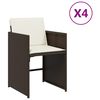 vidaXL Chaises de jardin avec coussins lot de 4 marron r&eacute;sine tress&eacute;e