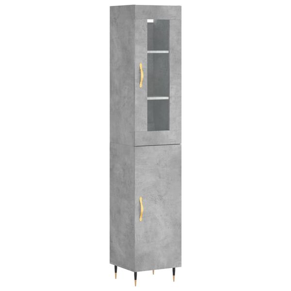 vidaXL Buffet haut Gris b&eacute;ton 34,5x34x180 cm Bois d'ing&eacute;nierie