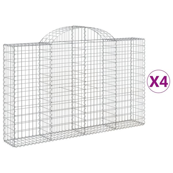 vidaXL Paniers &agrave; gabions arqu&eacute;s 4 pcs 200x30x120/140 cm Fer galvanis&eacute;