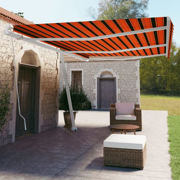 vidaXL Auvent manuel r&eacute;tractable sur pied 600x350 cm Orange/marron