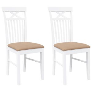 vidaXL Chaises &agrave; manger coussins 2 pcs blanc bois massif caoutchouc