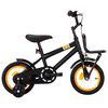 vidaXL V&eacute;lo d'enfant avec porte-bagages avant 12 pouces Noir et orange