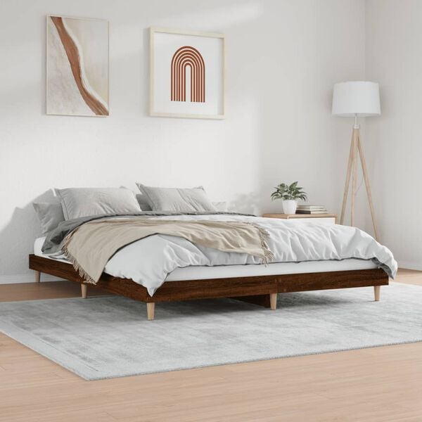 vidaXL Cadre de lit sans matelas ch&ecirc;ne marron 200x200 cm