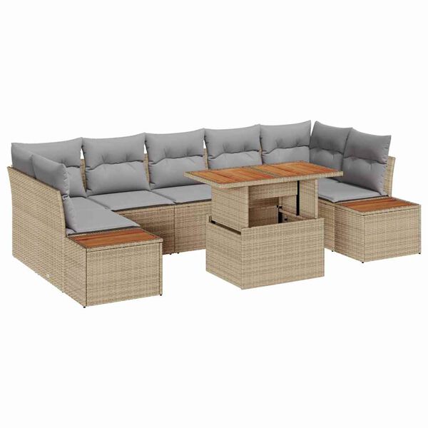 vidaXL Ensemble de salle &agrave; manger pour jardin 8 pcs Beige et gris
