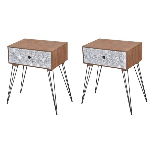 vidaXL Tables de chevet avec tiroir 2 pcs Marron