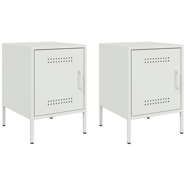 vidaXL Tables de chevet 2 pcs blanc 36x39x50,5 cm acier