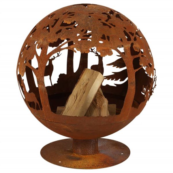 Esschert Design Foyer &agrave; coupe Laser 57,5 x 57,5 x 66 cm Rouille FF261