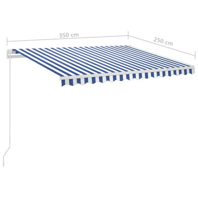vidaXL Auvent rétractable automatique et poteaux 3,5x2,5 m Bleu blanc