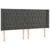 vidaXL T&ecirc;te de lit avec oreilles Gris fonc&eacute; 203x16x118/128 cm Velours