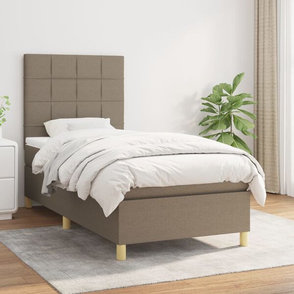 vidaXL Sommier &agrave; lattes de lit avec matelas Taupe 80x200 cm Tissu