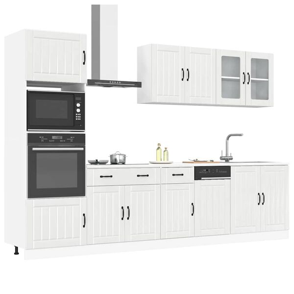 vidaXL Ensemble de 7 meubles de cuisine "Lucca" en bois d'ing&eacute;nierie blanc brillant