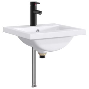 vidaXL Lavabo de salle de bain avec robinet et &eacute;vacuation Noir Mat