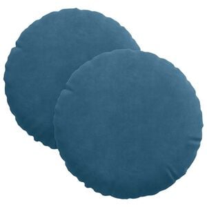 vidaXL Coussins de si&egrave;ge 2 pc Velours Bleu &Oslash;30 x 13 cm