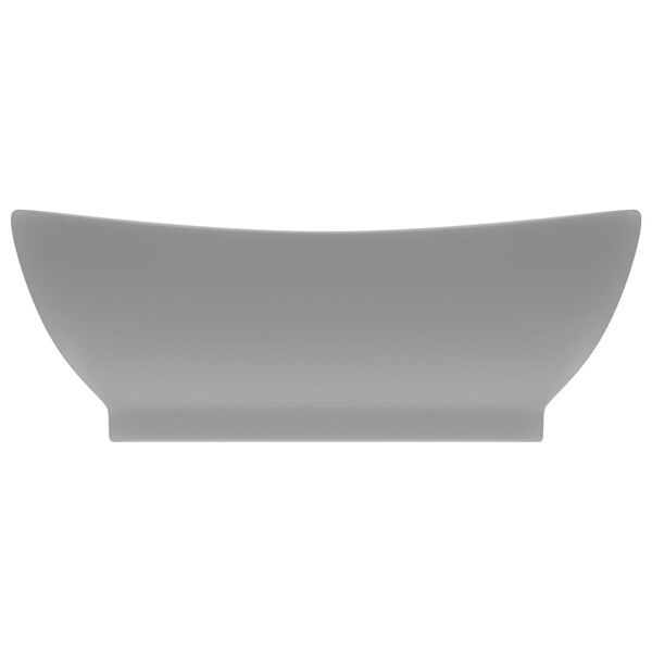 vidaXL Lavabo ovale &agrave; trop-plein Gris clair mat 58,5x39 cm C&eacute;ramique