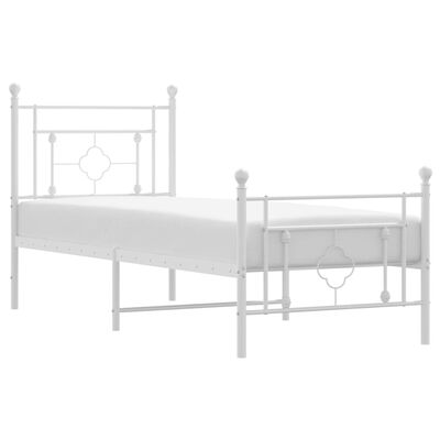 vidaXL Cadre de lit métal sans matelas avec pied de lit blanc 80x200cm