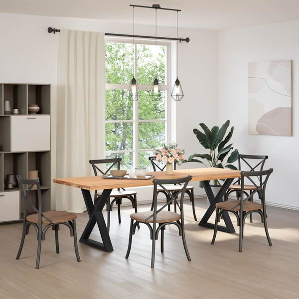 vidaXL Pieds de table &agrave; manger 2 pi&egrave;ces Noir 80 x (72-73,3) cm Acier