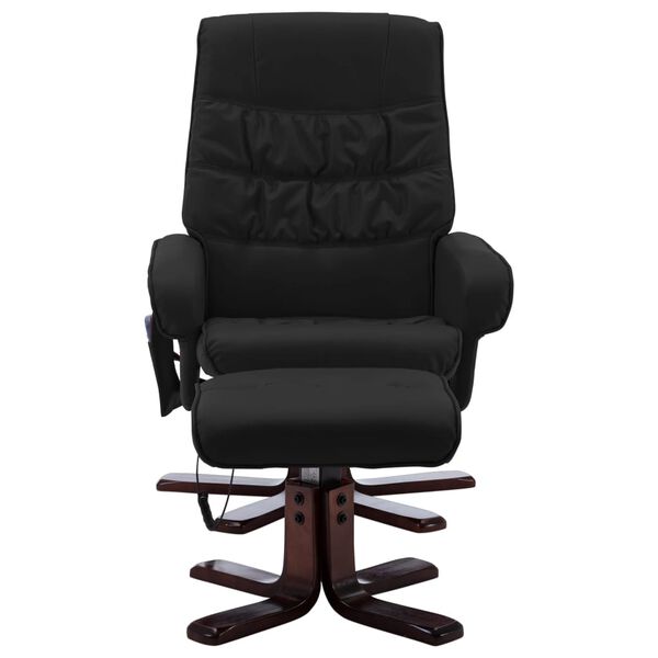 vidaXL Fauteuil de massage inclinable avec repose-pied Noir Similicuir