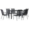 vidaXL Ensemble &agrave; manger de jardin 7 pcs noir textil&egrave;ne et acier