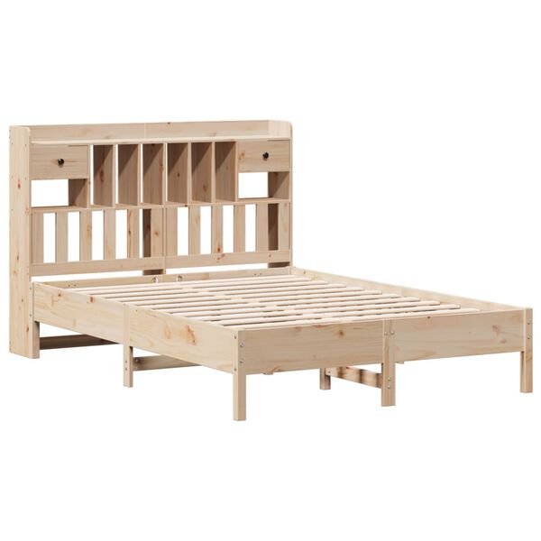 vidaXL Lit bibliothèque sans matelas 140x190 cm bois de pin massif