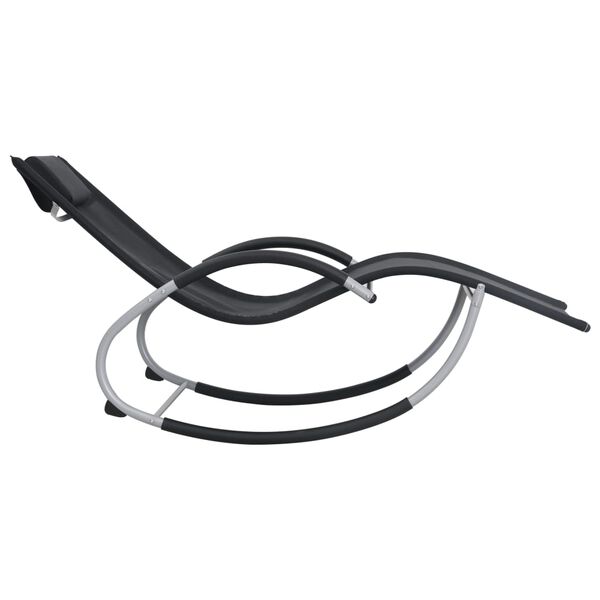 vidaXL Chaise longue avec oreiller Noir Textil&egrave;ne