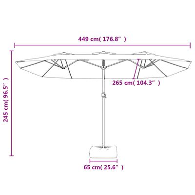 vidaXL Parasol de jardin à double tête avec LED bleu azuré 449x245 cm