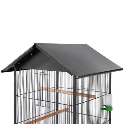 vidaXL Cage à oiseaux avec toit Acier Noir 66 x 66 x 155 cm