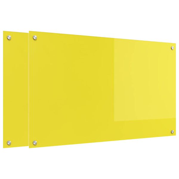 vidaXL Protection de cuisine 2 pcs Jaune 100 x 60 cm verre trempé