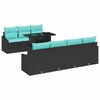 vidaXL Ensemble de canap&eacute; de jardin 8 pc Noir et Bleu polyrotin