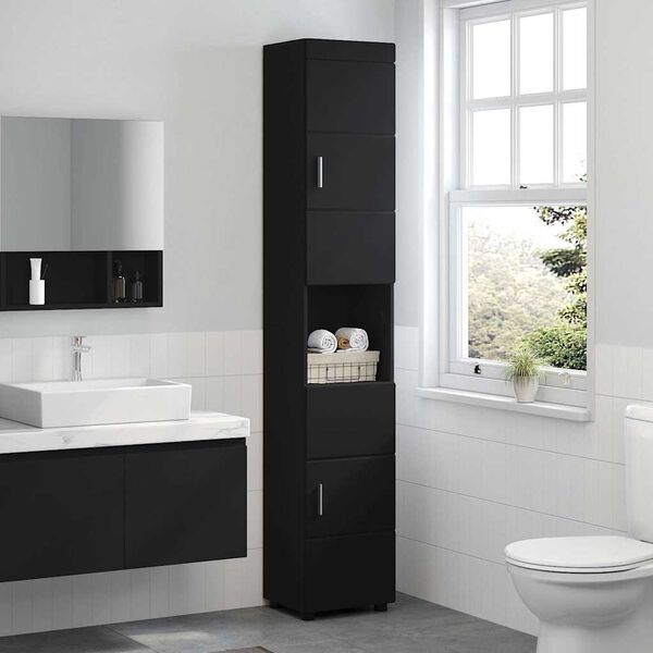 vidaXL Ensemble d'armoire de salle de bain avec stockage TULUM Noir