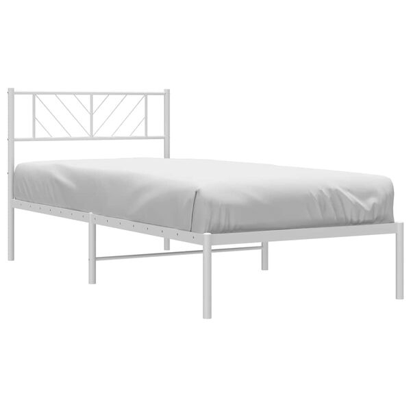 vidaXL Cadre de lit m&eacute;tal sans matelas et t&ecirc;te de lit blanc 100x190 cm