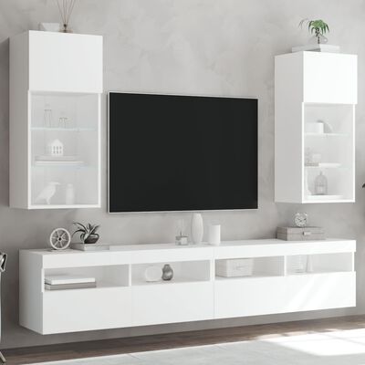 vidaXL Meubles TV avec lumières LED 2 pcs blanc 40,5x30x90 cm