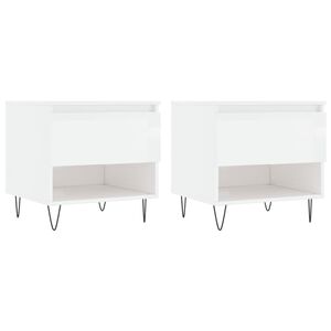 vidaXL Tables basses 2 pcs blanc brillant 50x46x50cm bois d'ing&eacute;nierie