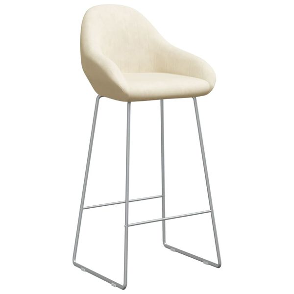 vidaXL Tabourets de bar lot de 2 cr&egrave;me velours