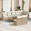 vidaXL Ensemble de canap&eacute; de jardin 9 pcs Beige et blanc