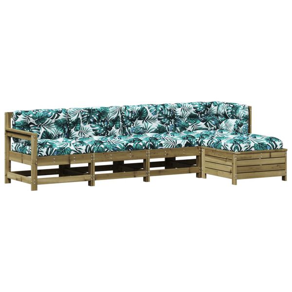 vidaXL Salon de jardin 5 pcs avec coussins bois de pin impr&eacute;gn&eacute;