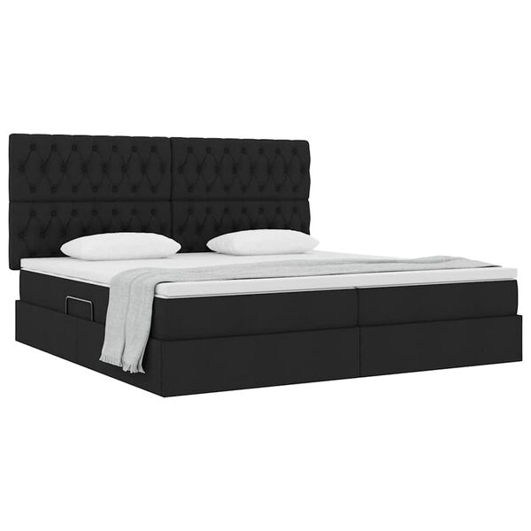 vidaXL Lit avec rangement et matelas Noir 200 x 200 cm Polyester