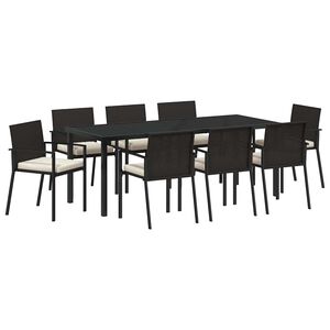 vidaXL Ensemble de salle &agrave; manger pour jardin 9 pcs Noir